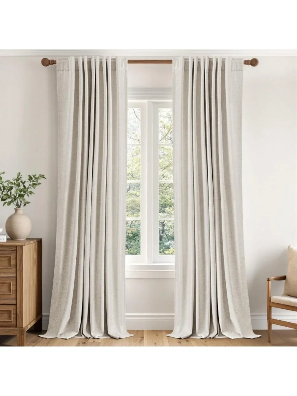 100% Blackout Linen Curtains - Thermal Insulated Room Darkening Drapes, 2